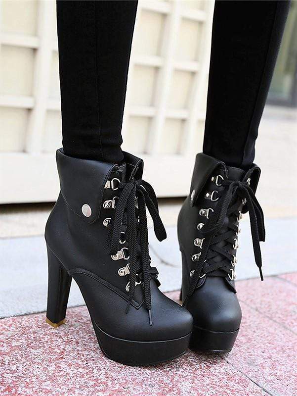 Lace-Up High Heels Ankle Boots