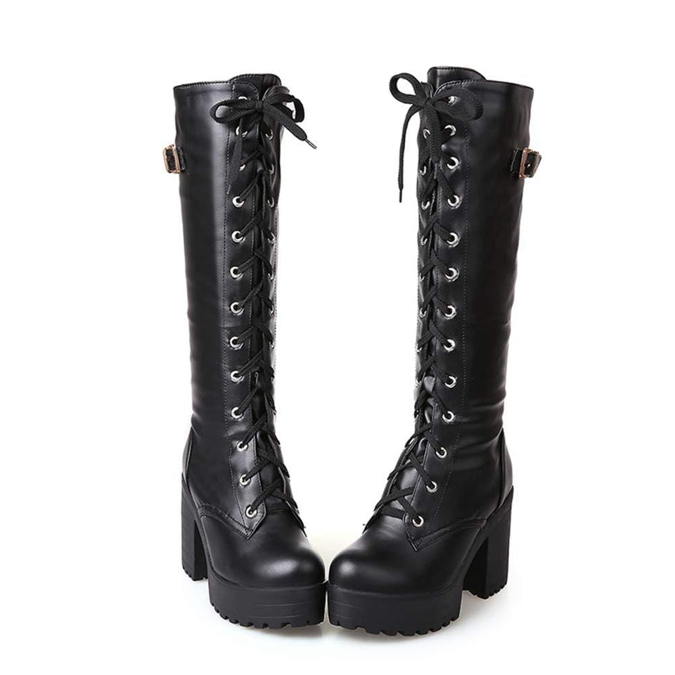 Tall and Thick High Heel Women Boots (black)