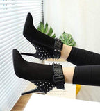 Pointed Toe Spiked Ankle High Heels