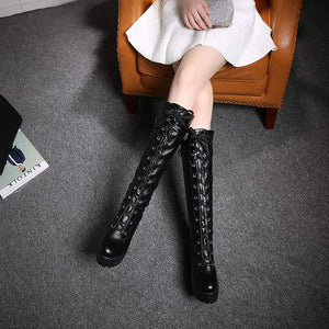 Tall and Thick High Heel Women Boots (black)