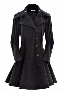 Hooded Single-Breasted Black Coat