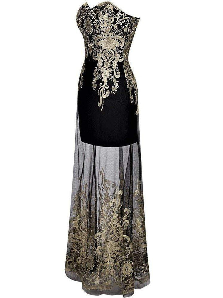 Retro 1920s Strapless Embroidery Dress