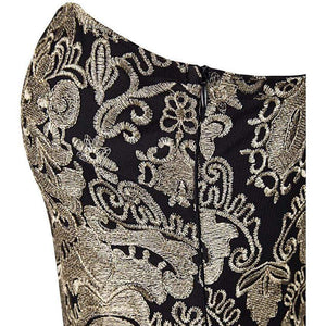 Retro 1920s Strapless Embroidery Dress
