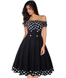 Vestido Polka Dot Off shoulder Dress