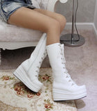 Thick Style Knee High Heel Platform Boots