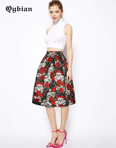 Vintage Rose Skull  Skirt