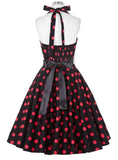 Retro Halter Flare Dress (polka red)
