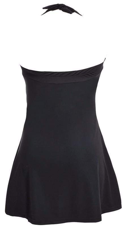 Halter Skirt Swimsuit (black dot)