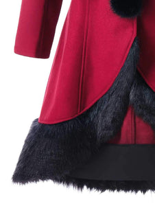 Hooded Fur Jacket Coat Back Lace Up