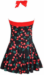 Halter Skirt Swimsuit (cherry)
