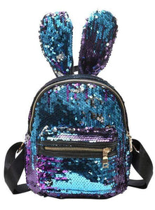 Rabbit Ear Sequins Backpack (blue)