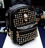 Black Skull Rivet Leather Backpack