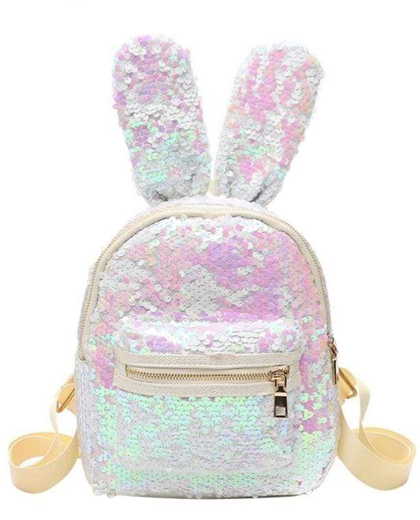 Rabbit Ear Sequins Backpack (white)