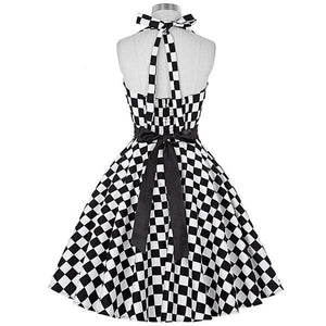 Retro Halter Flare Dress (checker)