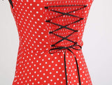 Retro Halter Flare Dress (red blk)