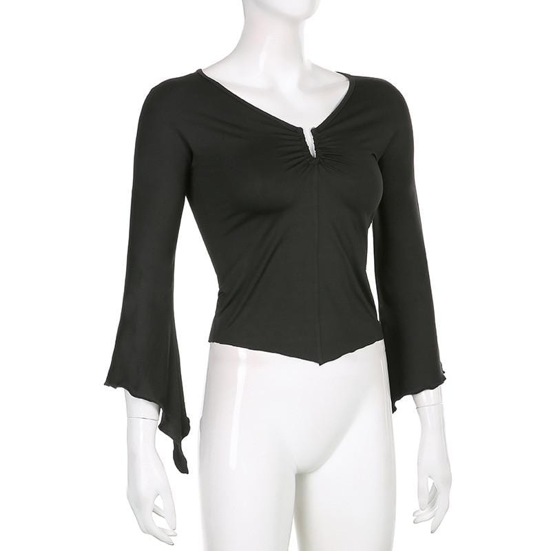 Front Ruched Crossover  Blouse