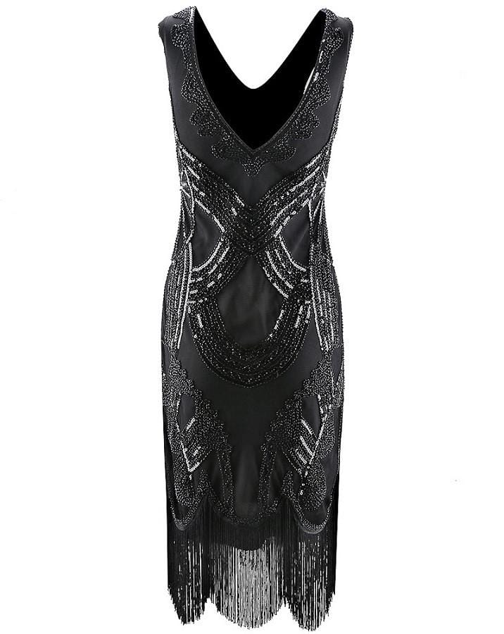 Black Vintage 1920s Beaded Dress