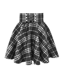 Harajuku Lace Up Plaid Skirt