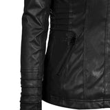 Ladys Rosetic Leather Coat