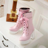 Lolita Lace Up High Heel Boots