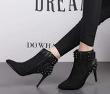 Pointed Toe Spiked Ankle High Heels