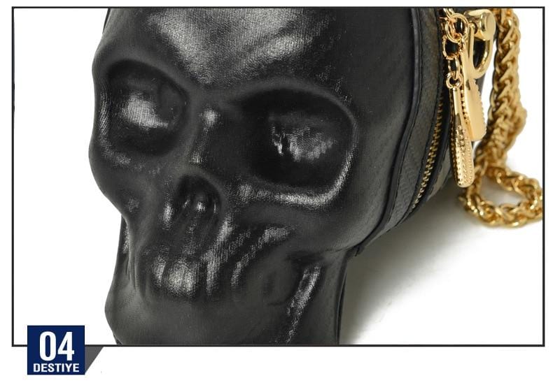 Skull Purse Bag with Gold Chain