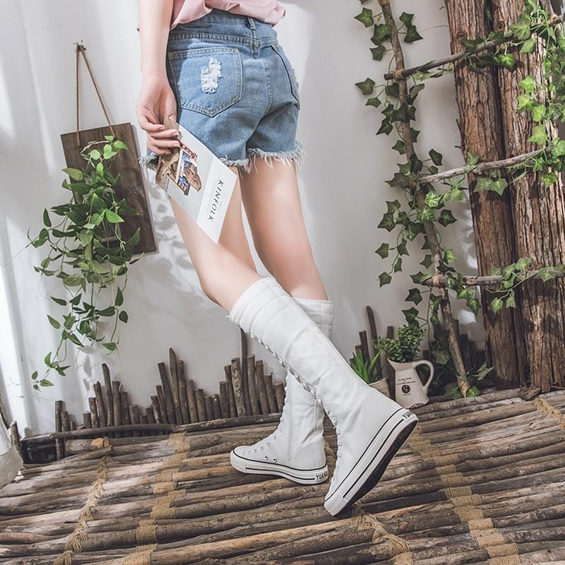 Canvas Punk Style High Boots