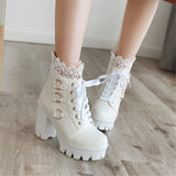 Stylish Lace High Heels (White)