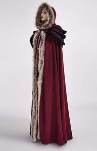 Red Winter Wool Long Cloak