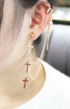 Cross Tassel Chains Ear Cuff Earrings