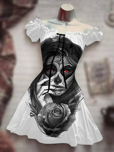 New Skull Drawstring High Waist Dresses