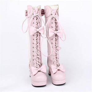 Pink Cosplay Bowtie Boots