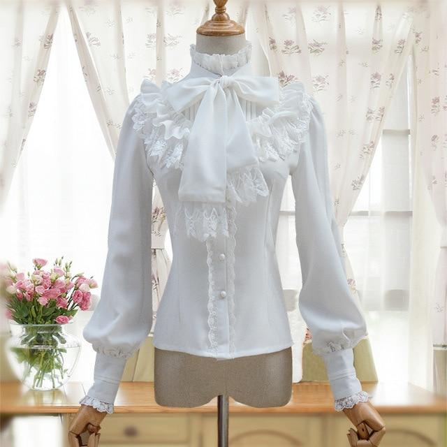 Ladys Vintage Lolita Long Sleeve Chiffon Shirt
