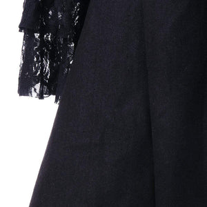 Dark Lace Panel Lace-Up Coat Winter