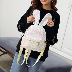 Rabbit Ear Sequins Backpack (white)