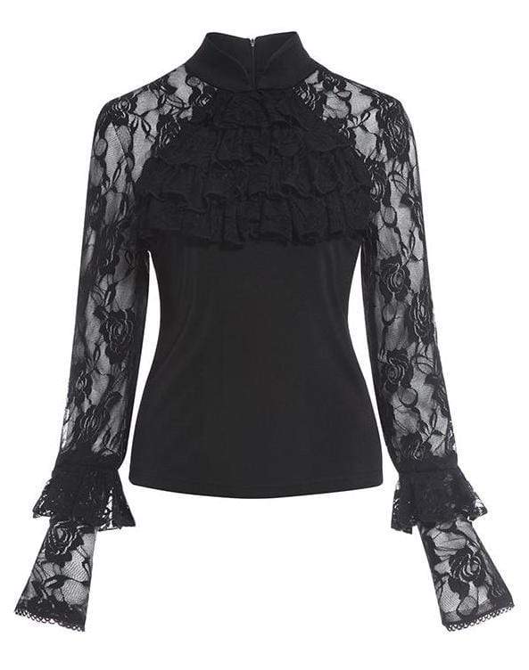 See Through Ruffle Lace Blouse