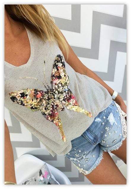 Sequined Butterfly Top