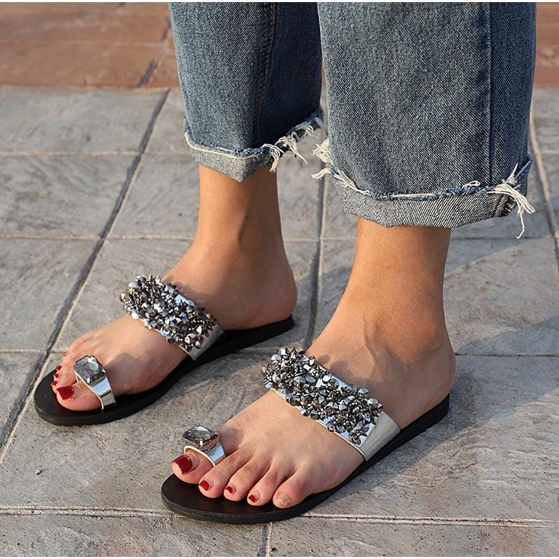 Elegant Toe Jewel Slippers