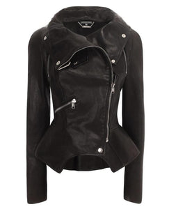 Ladys Fitted Leather Coat