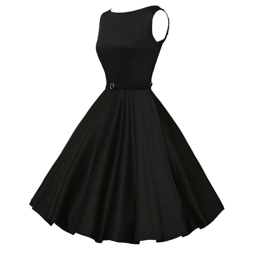 Retro Little Black Swing Dress