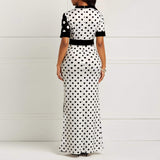 Vintage Polka Dot White Black Full Dress