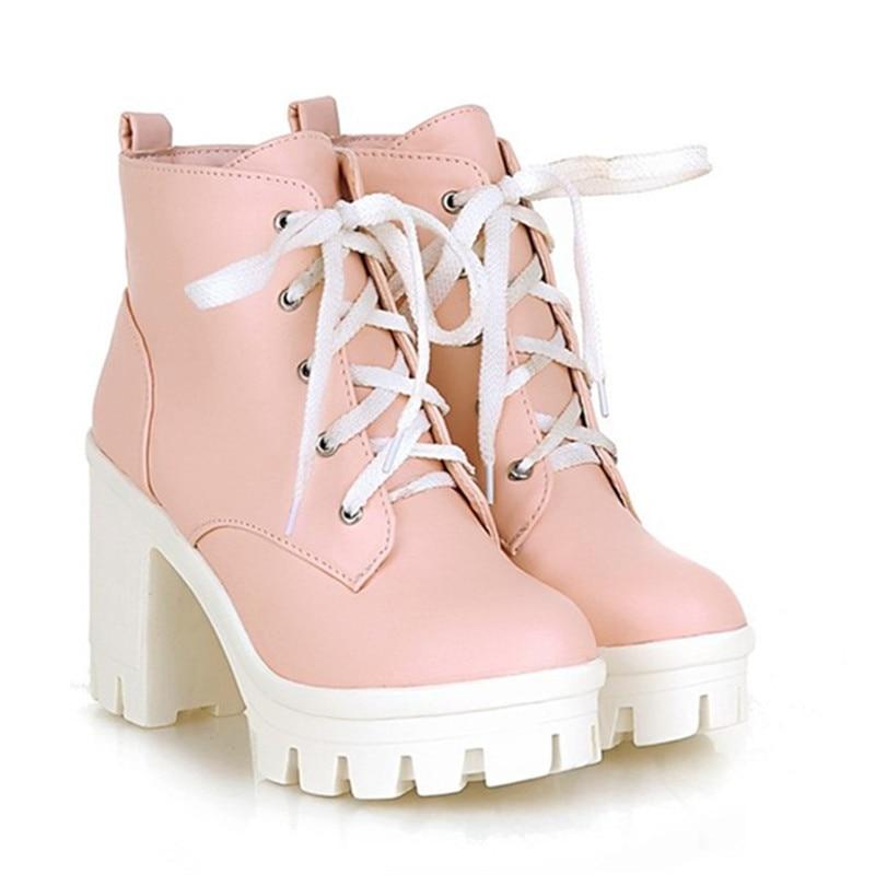 Cute Designer Platform Boots (Pink)