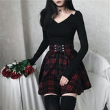 Black Red Pleated Skirt