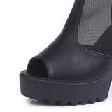 Platform Lace Open Toe Sandals (black)