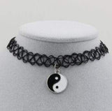Gothic Stretch Elastic Choker with Pendant Necklaces
