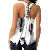 Beautiful Feather Lace Up Tank