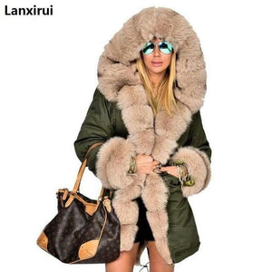 Long Hooded Fur Coat