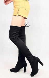 Gothic Faux Suede Thigh High Boots