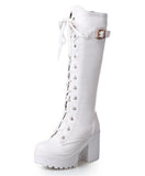 Tall and Thick High Heel Women Boots (white)