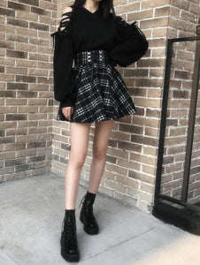 Harajuku Lace Up Plaid Skirt